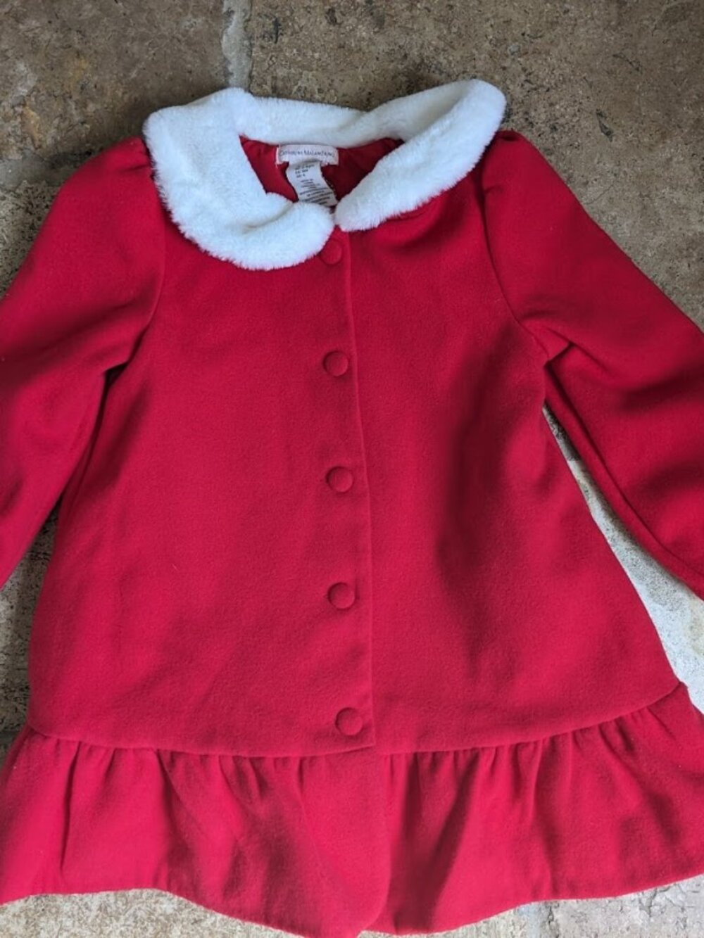 GORGEOUS CATHERINE MALANDRINO FAUX FUR TRIMMED PEA COAT SIZE 4T